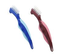 BCOATH Data [ Spazzolini Per Dentiere 2 Pezzi Spazzola Doppia Faccia in Pp e Nylon Resistente Spazzolino Da Denti Da Viaggio Portatile Per La Pulizia Delle Protesi Dentarie Piccoli e Pratici