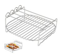 BCOATH Doppia in Inox 18 X 7 CM 4 Spiedini, Accessorio per Barbecue e Friggitrice ad Aria per Cottura Simultanea