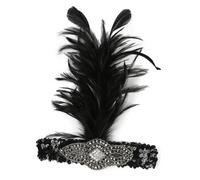 BCOATH Fascia per Chioma Donna Vintage Anni 20 Piuma Nera e Cristallo, Elegante Accessorio per Chioma da Cerimonia Comodo da Indossare Taglia Unica per Festa Anni 20