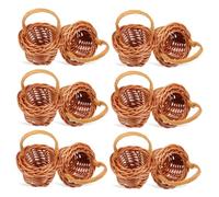 BCOATH Mini Cestini Intrecciati Manico Set da 12 Pezzi Mini Cesto di Fiori Artigianale per Casa delle Bambole Decorazione Rustica per Matrimoni Giardino e Scenografie Fotografiche
