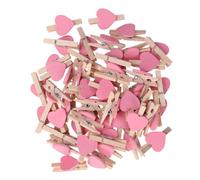 BCOATH Mollette in Legno a Forma di Cuore Rosa, Clip Leggere e Pratiche 100 per Supporto e Decorazioni Casa, per Biglietti e Creativi