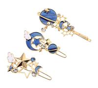 BCOATH Mollette per Chioma Donna con Motivi Celesti e Stella Set 3 in Lega Blu Design Geometrico Accessori Decorativi Semplici e Versatili per Scuola e Feste