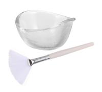 BCOATH Pennello Applicatore a Ventaglio in Setole Ciotola in Vetro, per Gestione della Pelle e Applicazione Uniforme, Professionale e Domestico