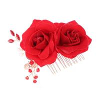 BCOATH Pettine Affascinante Metallo Rosa Accessorio e Rossa per Chioma Delicato da Donna, per Occasioni Speciali e Lezioni di Flamenco