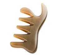 BCOATH Pettine Massaggiatore per Capello in Corno di Bufalo Bordi Lisci e Funzione di Scraping, Strumento Guasha a Forma di Coda per Massaggio Corpo e Viso, per Anziani