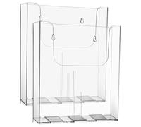 BCOATH Porta Volantini da Parete Acrilico A4 2 Pezzi, Porta-documenti Trasparente per Ufficio e Hotel, Organizzatore File Montaggio Adesivo o Vite, Espositore Porta Brochure Salvaspazio