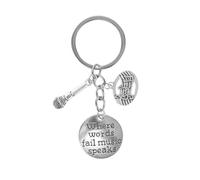 BCOATH Portachiavi Musicale in Lega di Zinco con Microfono e Nota Musicale, Stile Retrò Leggero Color Argento, Accessorio Chic come Souvenir per Amici e Famiglia