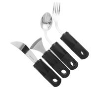 BCOATH Posate Adattive in Acciaio Resistente per Anziani con Manico Ergonomico Curvo Antiscivolo Utensili da Tavola Anti-shake e Coltello per Disabili Supporto Autonomia e Riabilitazione