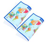 BCOATH Poster Mappa del Mondo da Parete, Set 2 Pz 50x35 Cm, Poster Educativo Colori Vivaci per Apprendimento Geografia in Cameretta o Aula Scolastica