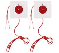 BCOATH Pulsante di chiamata di emergenza wireless a montaggio superficiale, 2 pezzi con cavo di trazione e suoneria per la cura e monitoraggio degli anziani
