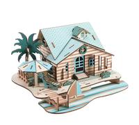 BCOATH Puzzle in Legno Casa Spiaggia Educativo in Legno Naturale Levigato Gioco Creativo per Sviluppa Abilità di Colore e Forma Casa Vacanze Bali