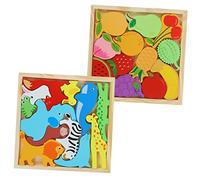 BCOATH Puzzle Legno per Giochi Educativi con Animali e Frutta Giocattoli Montessori per Sviluppo e Apprendimento Sicuri e Colorati per Anni