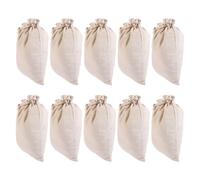 BCOATH Sacchetti Filtro per Spezie Riutilizzabili in Cotone e Lino Beige Coulisse, Set da 10 Pezzi per Cucina e Preparazione di Zuppe e Tè
