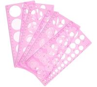 BCOATH Set 6 Pezzi Stencil Geometrici in Plastica Rosa per Disegno Tecnico, Righelli Portatili Resistenti per Pittura e Progettazione Architettonica