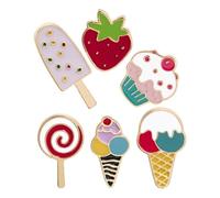 BCOATH Set 6 Spille Ice Cream in Lega Design Cartone Animato Adorabile, Accessori Moda Estivi per Donne e Ragazze, Comode da Indossare a Feste e Raduni a Tema