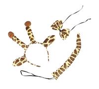 BCOATH Set Costume da Giraffa Fascia Peluche Orecchie, Coda Cosplay e Fiocco, Accessori Leggeri per Feste di Compleanno, Travestimenti Halloween e Giochi di Ruolo