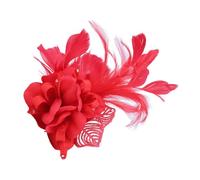 BCOATH Spilla Fiore Rosso Elegante per Donna Piume, Fermacapelli Comodo per Organizzare la Frangia, Accessorio Raffinato per Eventi e Feste