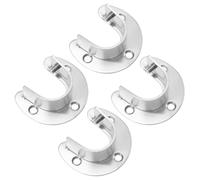 BCOATH Supporto Asta Armadio in Acciaio Inox, Base Aperta da 25 | Montaggio Sicuro, Sostituzione Rapida del Tubo, Finitura Argento senza Bave, per Armadio e Lavanderia