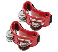 BCOATH Tamburello a Piedi Doppio 2 Pezzi Rosso, Accessori per Strumenti a Percussione Campane a Doppia Serie, per Esibizioni Musicali e Lezioni di Ritmo Percussione