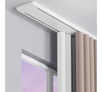 Bcofo Binario per tende doppio, binario per tende silenzioso in alluminio per montaggio a soffitto, per la privacy del soggiorno e della camera da letto (bianco, 2,1 m)