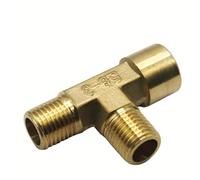 BCOMFY 1 pz Raccordi for tubi in ottone BSP Maschio Femmina Filettatura Gomito dritto 3 vie 4 vie Guarnizione dado tappo, connettore adattatore in ottone(Tee-FMM,1/8")