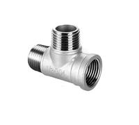 BCOMFY 1PC DN6/DN8/DN15/DN25 Maschio+Maschio+Femmina Filettato 3 Vie Tee T Raccordo 1/4 "1/2" 3/4" 1" 1-1/4" BSP Filettato in Acciaio Inox 304(Male Female thread-03,3/4")