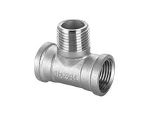BCOMFY 1PC DN6/DN8/DN15/DN25 Maschio+Maschio+Femmina Filettato 3 Vie Tee T Raccordo 1/4 "1/2" 3/4" 1" 1-1/4" BSP Filettato in Acciaio Inox 304(Male Female Thread,1/2")
