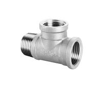 BCOMFY 1PC DN6/DN8/DN15/DN25 Maschio+maschio+Femmina Filettato 3 Vie Tee T Raccordo 1/4 "1/2" 3/4" 1" 1-1/4" BSP Filettato In Acciaio Inox 304(Male Female thread-02,1")