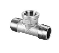 BCOMFY 1PC DN6/DN8/DN15/DN25 Maschio+maschio+Femmina Filettato 3 Vie Tee T Raccordo 1/4 "1/2" 3/4" 1" 1-1/4" BSP Filettato In Acciaio Inox 304(Male Female thread-01,1/2")