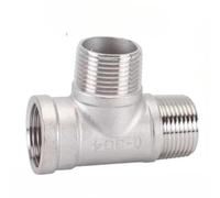 BCOMFY 1PC Maschio + Maschio + Femmina Filettato 3 Vie Tee T Raccordo 1/4 "3/8" 1/2 "3/4" 1 "1-1/4" 1-1/2 "2" BSP Filettato SS304 In Acciaio Inox(1-1/2")