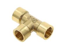 BCOMFY 1pc Raccordi for tubi in ottone BSP Filettatura maschio femmina Gomito dritto Guarnizione dado a 3 vie a 4 vie, Connettore accoppiatore adattatore in ottone(Tee-FFF,1/4")