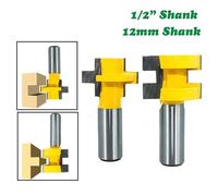 BCOMFY 2 pz 12 MILLIMETRI 1/2 pollice Gambo T-Slot Dente Quadrato Tenone Fresa Intagliare Punte Del Router for Utensili In Legno Lavorazione Del Legno(12mm Shank)