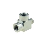 BCOMFY 304 Tubo In Acciaio Inox Raccordo Tee Gomito 4 Vie 1/8 1/4 3/8 1/2 Filettatura Maschio Femmina Adattatore Aria Ad Alta Pressione Accoppiatore connettore(SS-PE-FFM,1/4")