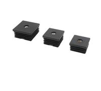 BCOMFY 4/10 pezzi Tappi terminali quadrati/rotondi neri for tubi in plastica da 15 16 19 20 25 30 32 38 50 mm Inserti con filettatura metallica M6 M8 M10(19x19mm-M6,10pcs)