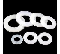 BCOMFY 50 pezzi rondella piatta in nylon M2 M2.5 M3 M4 M5 M6 M8 M10 M12 M14 rondelle rigide di tenuta in plastica bianca nera for vite(White,M2.5 x5 x1)