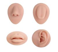 BCOMFY Modello di piercing in silicone, visualizzazione di parti del corpo, simulazione flessibile 3D di lingua, bocca, naso, orecchio, modello for la pratica del piercing(E-T-N-L-Medium)