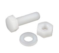 BCOMFY Set di rondelle for dadi esagonali in nylon bianco Vite a testa esagonale con filettatura metrica Bullone isolato in plastica M8 20 pezzi(20mm)