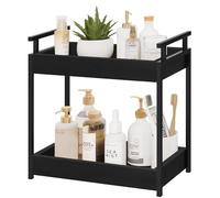 BCOZLUX Organizer da bagno a 2 livelli, organizer da bagno, ripiano in legno per lavello, organizer per vanità, vassoio organizer per comò, cucina, bar, nero