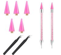 BCQTD - Kit di 9 strumenti per raccogliere strass e penna, applicatore per nail art a doppia estremità con 5 punte di cera, 2 pinzette, 2 applicatori di strass, penna per punteggiatura di cera per