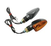 BCR Freccia ARROW. Coppia di frecce moto. Freccia moto look carbonio. Frecce moto piccole con lente arancione. Coppia frecce moto omologate modello ARROW. Indicatori direzione moto 22x67mm.