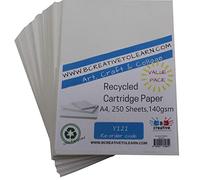 BCreative - Carta Bianca Riciclata per Schizzi, Formato A4, 140 g/mq, 250 Fogli