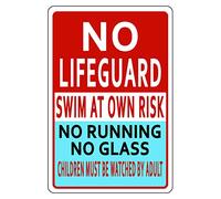 BCTS - Cartello di sicurezza per piscina, in alluminio, resistente, con scritta in lingua inglese Never Rust per piscina, 30 x 40 cm