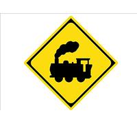 BCTS - Cartello in metallo con cartello stradale per ferrovie e treni di attraversamento stradale, cartello per grotta di uomo, cartello quadrato, 30,5 x 30,5 cm
