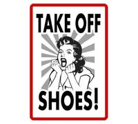 Bcts - Cartello personalizzato con scritta "Take Off Shoes Signurable No Rust colore pieno su ordinazione scarpa all'aperto segno di decorazione cortile all'aperto 20,3 x 30,5 cm
