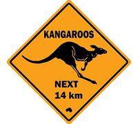 BCTS Cartello Stradale per Auto Australia Kangaroo Next Plate Divertente Cartello in Metallo Che attraversa Il Traffico novità Cartello Quadrato 30,5 x 30,5 cm