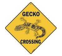 Bcts Gecko Crossing Sign Lucertola rettile divertente cartello in metallo Crossing Traffic Novità cartello quadrato 30,5 x 30,5 cm