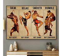 BCTS Muay Thai Calm Relax Smooth Humumble Vintage Poster da parete orizzontale Decorazione da parete Decorazione da parete in metallo, 20,3 x 30,5 cm