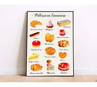 BCTS Patisserie Francese Pasticceria Dessert Food Poster Arte Con Download Istantaneo Illustrazione Cibo Cucina Decorazione Da Parete Stampe Targa In Metallo 20,5 x 35,5 cm