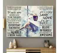 BCTS - Poster in metallo, motivo: Pole Dance Today Is A Good Day To Smile More Worry Less Wall Art Decor 20,3 x 30,5 cm