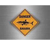 Bcts Shark Danger Surf Surfer Shark Simpatico cartello in metallo per attraversare il traffico, 30,5 x 30,5 cm